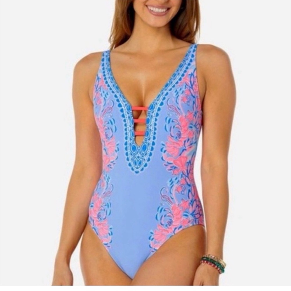 Blue One-Piece jaspen swimsuit